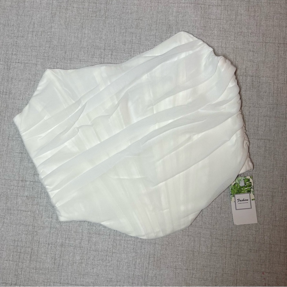 CORSET TOP white tulle going out top bridal graduation summer spring. NWT. med